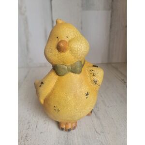 Rustic Easter baby chick ceramic spring figure home decor bow unique
